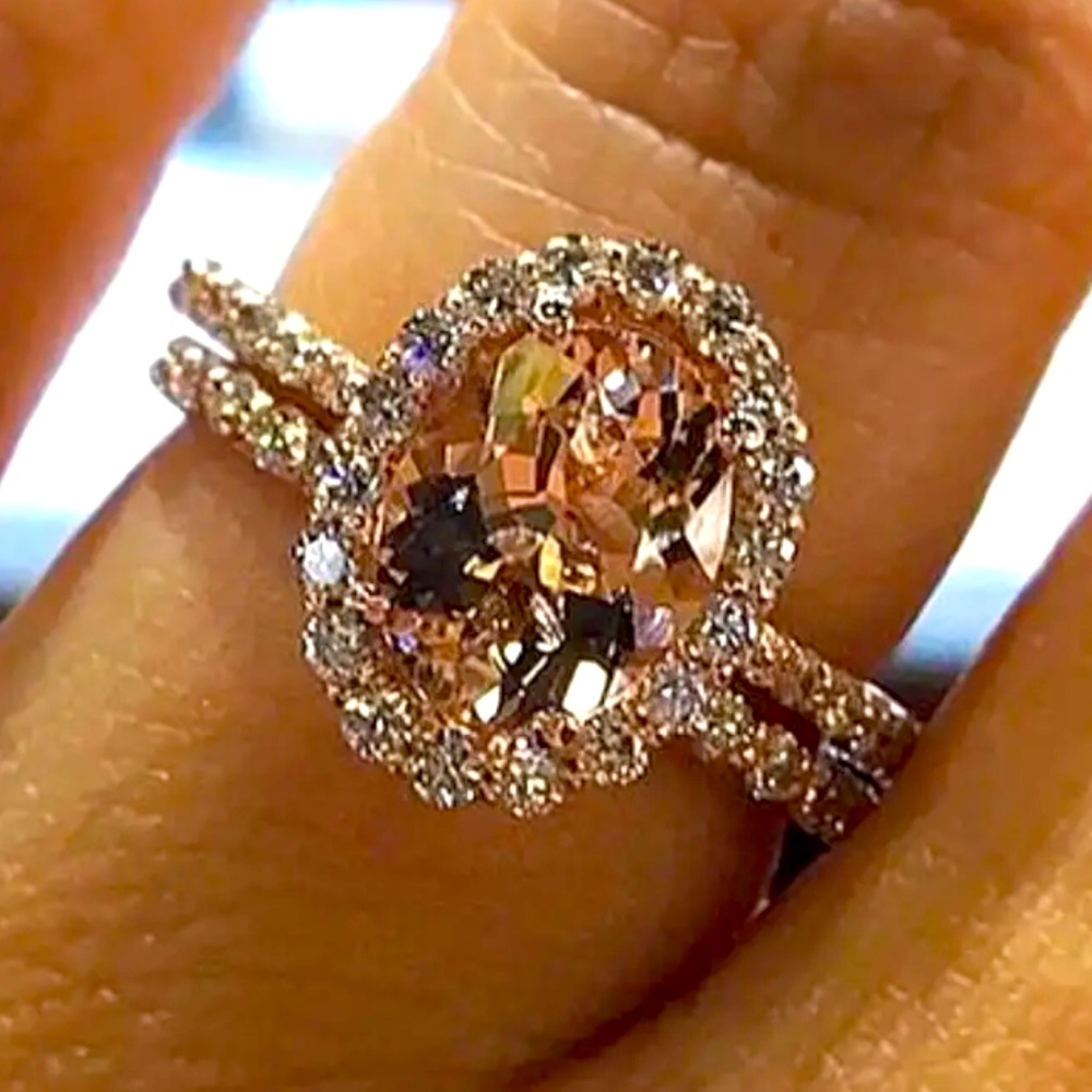 ♥️Boho Rose Golden Crystal Ring rose gold plated,Zinc Alloy,Fashion Jewelry 🎁